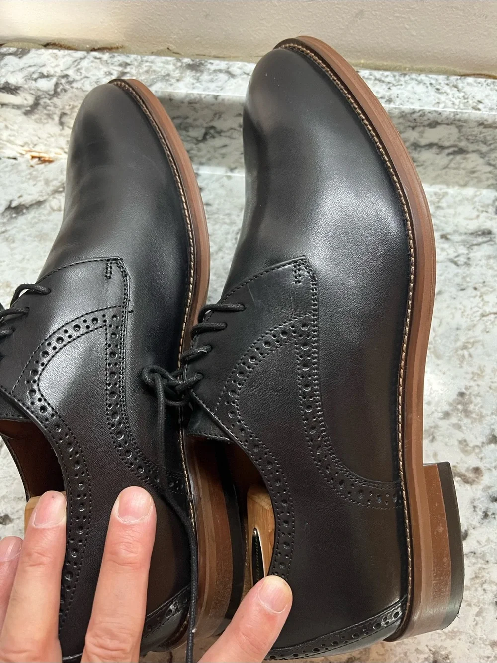 Johnston & Murphy Black Leather Wingtip Derby Shoes US11.5 excellent